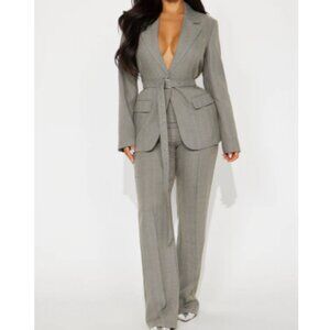 Officially Here Blazer Pinstripe Pant Suit Set - Gray XL 15 Fashionnova